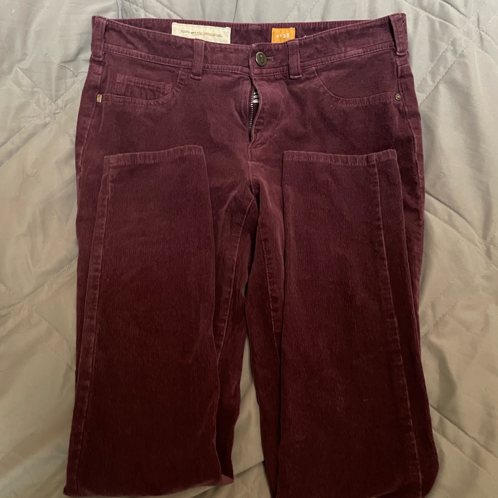 Soft Corduroy Pants in Burgundy.